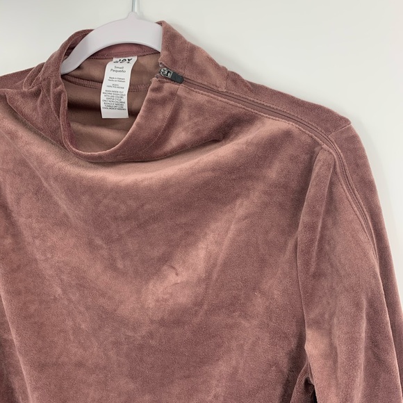 Joy Lab Pink Rose Velvet Mock Neck Long Sleeve Top - Picture 2 of 6